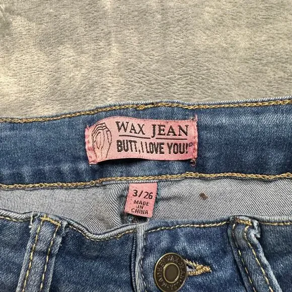 Wax Distressed Butt I Love You Skinny‎ Jeans Women's Size 26 Blue Denim - Picture 3 of 6